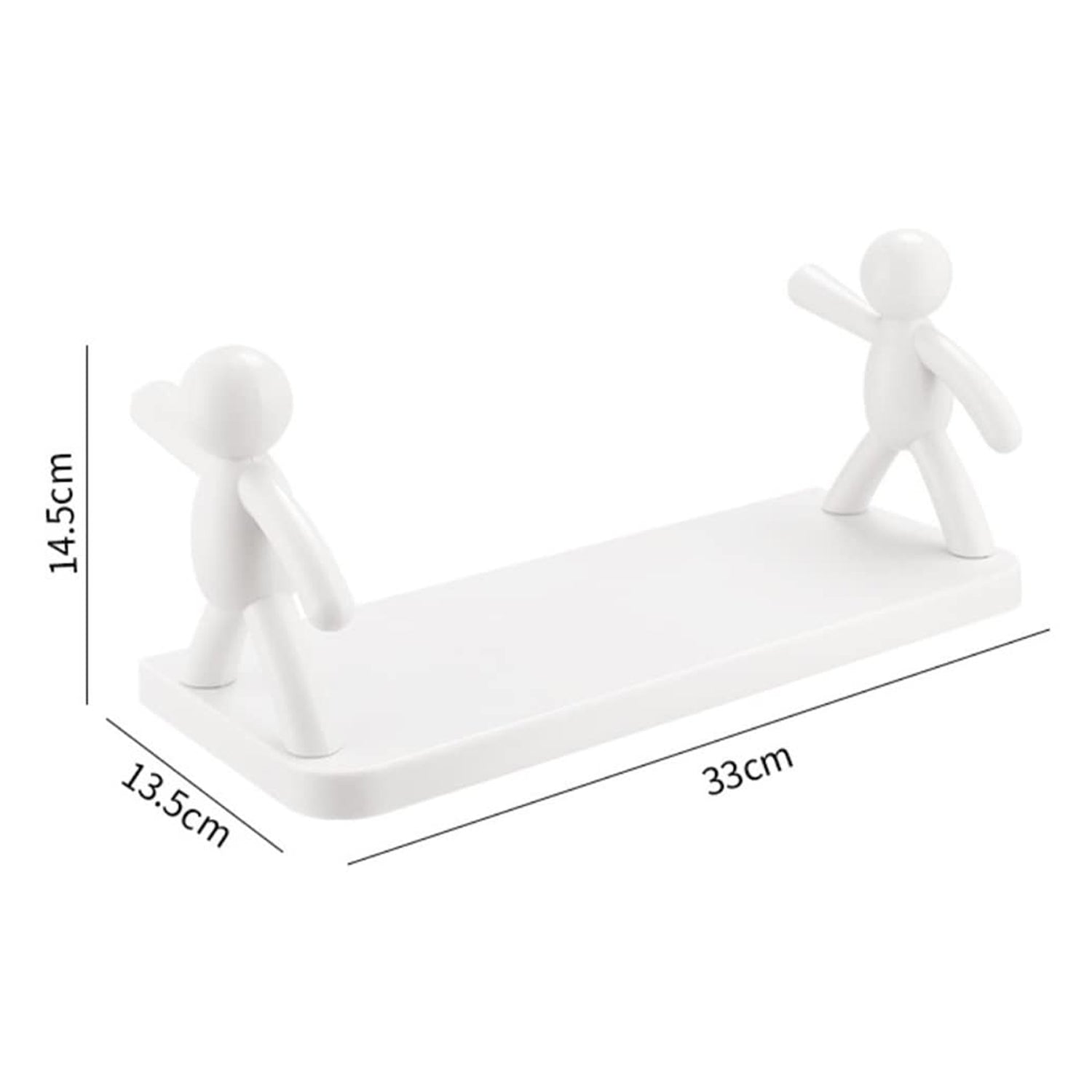 Self Adhesive Cute Floating Shelves Wall Shelf  Wall Mounted Organizer - Human Figurine  Brown Box