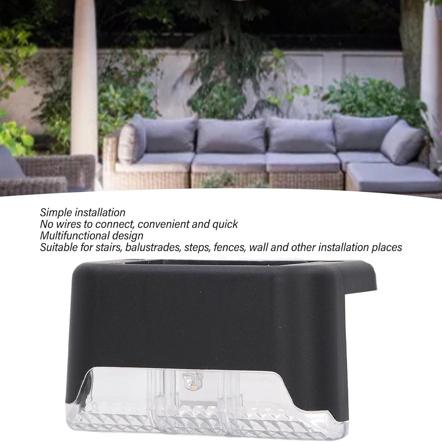Solar Decorative Lights Waterproof Durable Garden Atmosphere Lights Stair Lights Railing Lights Step Steps Lights For Outdoor Patio Courtyard Stair Step Fence Patio Stairsyard Garden Pathway ( 4 Pc Set)