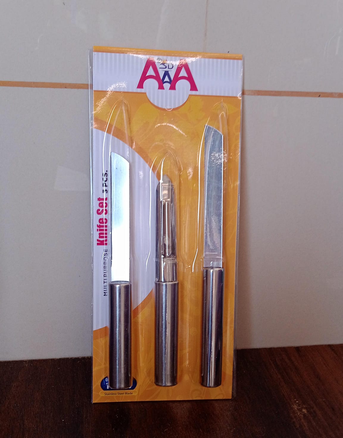 Stainless Steel Multipurpose Sharp Cutting Knife With Non-slip Handle For Fruit Meat And Vegetable Chopping (Pack Of 3)