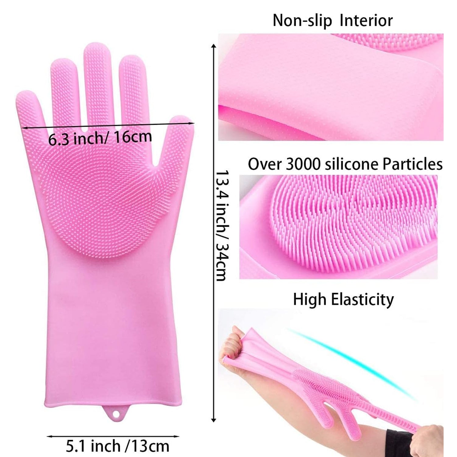 Dishwashing Gloves With Scrubber Silicone Cleaning Reusable Scrub Gloves For Wash Dish Kitchen Bathroom Pet Grooming Wet And Dry Glove (1 Pc Left Hand Gloves)