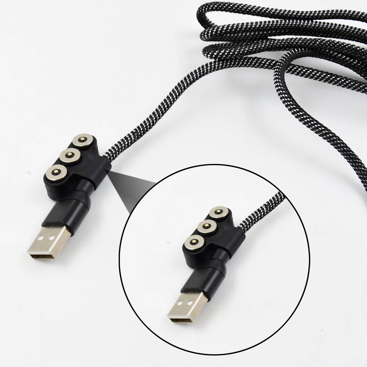 In 1 Magnetic Usb Charging Cable  Usb-c Android And Lightning With Extra Protecting Nylon Strong Magnetic Cable With Full Rotation Support Fast Charging