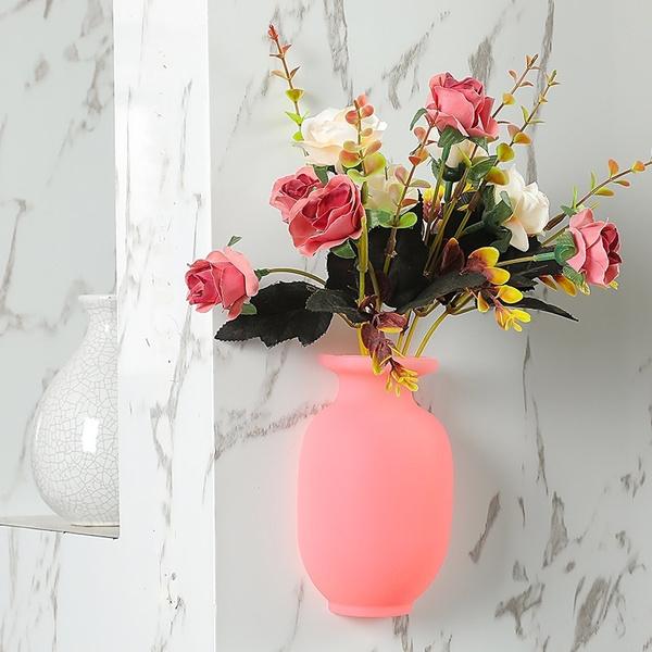 Wall Hanging Silicone Flower Pot Sticker Plant Rack For Decoration  (Multicolor)