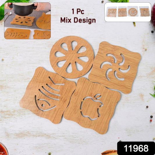 Wooden Table Coasters Tea Coasters (1 Pc  Mix Design)
