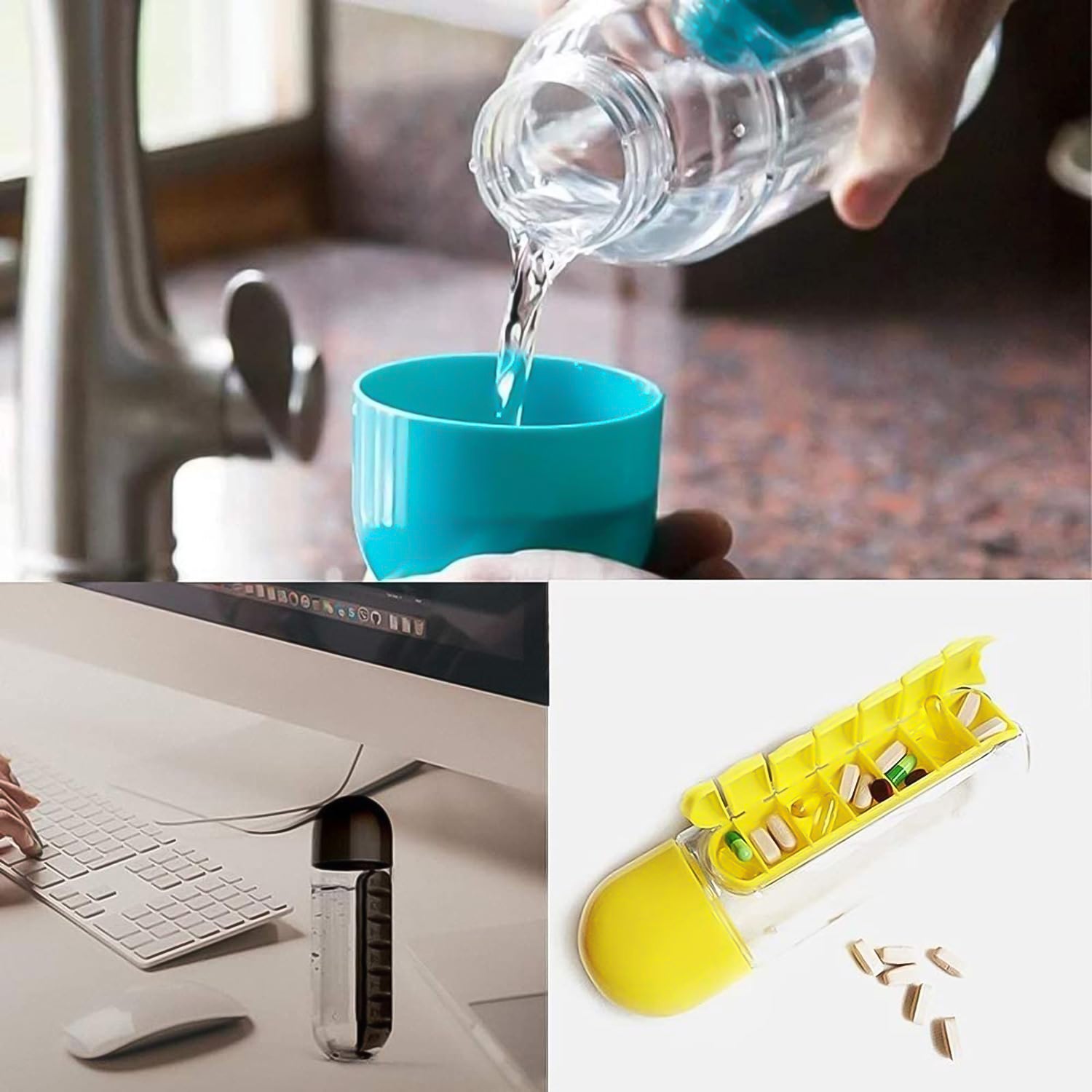 Pill  Vitamin Bottle Water Bottle Multi Functional Use For Traveling  Outdoor Use Water Bottle Travelling Kit Summer Special Bottle (600 Ml   Mix Color )