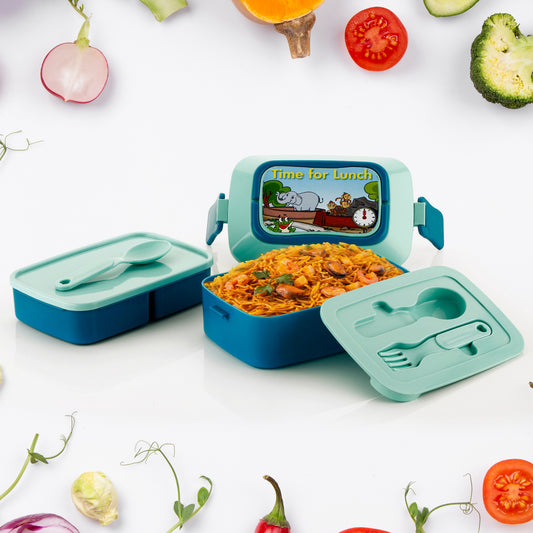 Double Layer Lunch Box Stylish Lid Lunch Box With Fork  Spoon Lunch Box For Children School Lunch Box