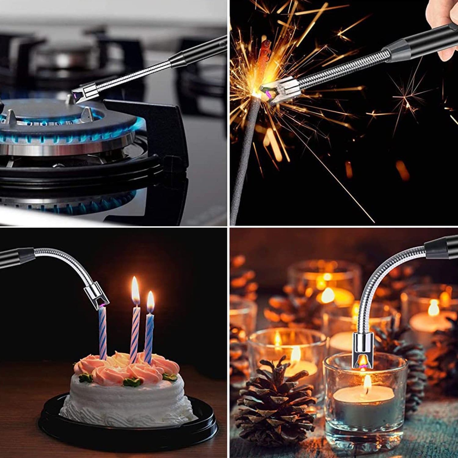 Electric Lighter for Candles Rechargeable Electric Gas Lighter/Plasma Lighter Flameless Windproof USB Lighter 360deg Flexible Neck Arc Lighter (Multicolor)