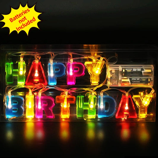 Decorative Plastic Happy Birthday 13 Led Letter Battery Operated String Lights Outdoor String Lights (Multicolour)