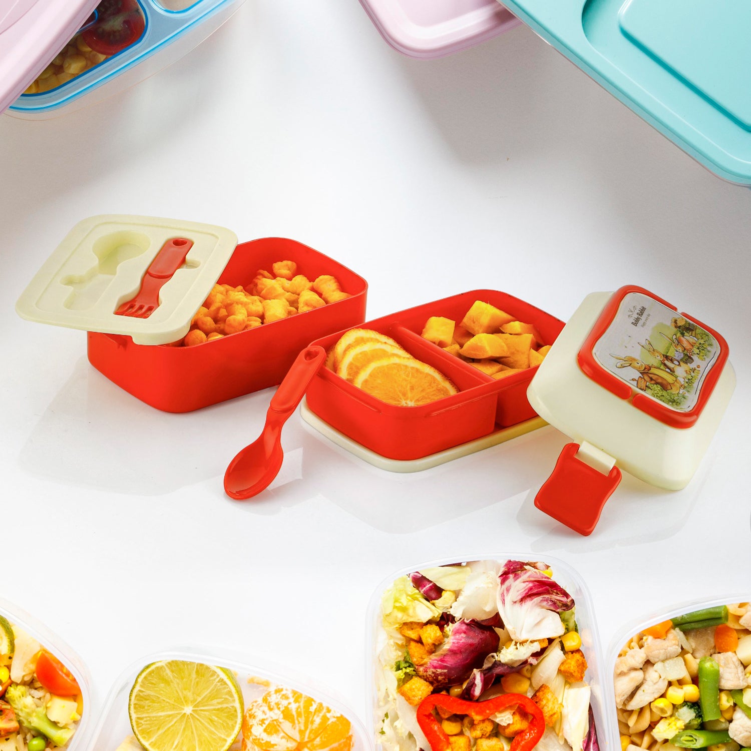 Double Layer Lunch Box Stylish Lid Lunch Box With Fork  Spoon Lunch Box For Children School Lunch Box