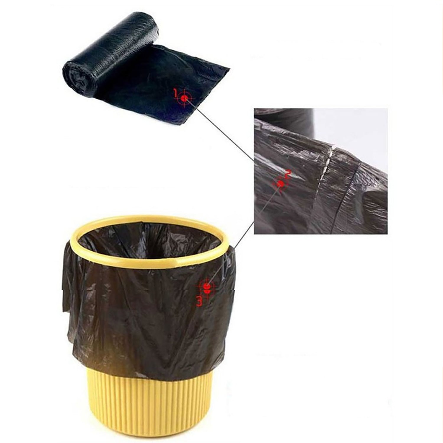 Black Garbage Bags 45x50cm – Durable Dustbin & Trash Bag (1 Pc) for Home, Office & Kitchen Use