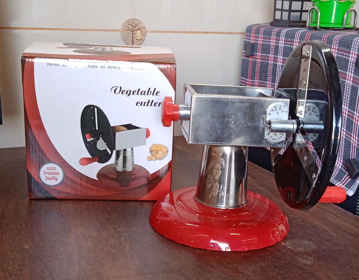 Stainless Steel Chips Maker And Vegetable Slicer For Kitchen Potato Slicer Graters And Chippers. Chips Maker Is Suitable For Vegetable Cuttings. Chips Maker Consist Hard Coated Iron Wheel And Stand.