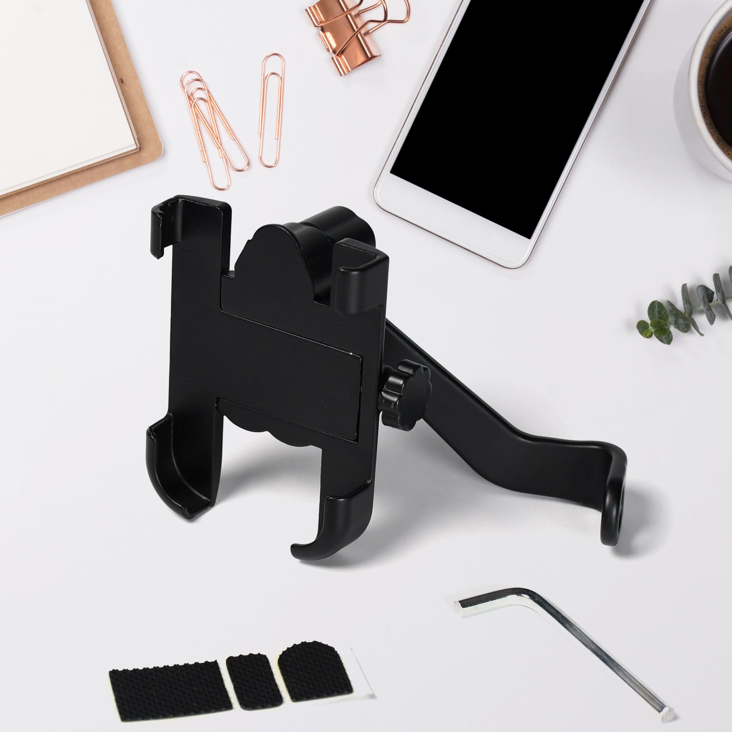Mobile Phone Holder With Easy Adjustable Rear View Mirror Mount Solid Metal Cradle Stand Suitable For Bike  Mobile Phones