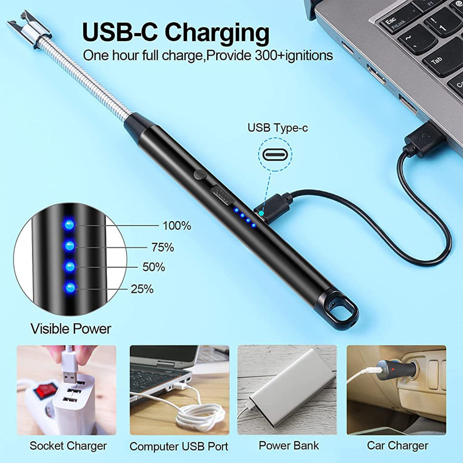 Electric Lighter for Candles Rechargeable Electric Gas Lighter/Plasma Lighter Flameless Windproof USB Lighter 360deg Flexible Neck Arc Lighter (Multicolor)