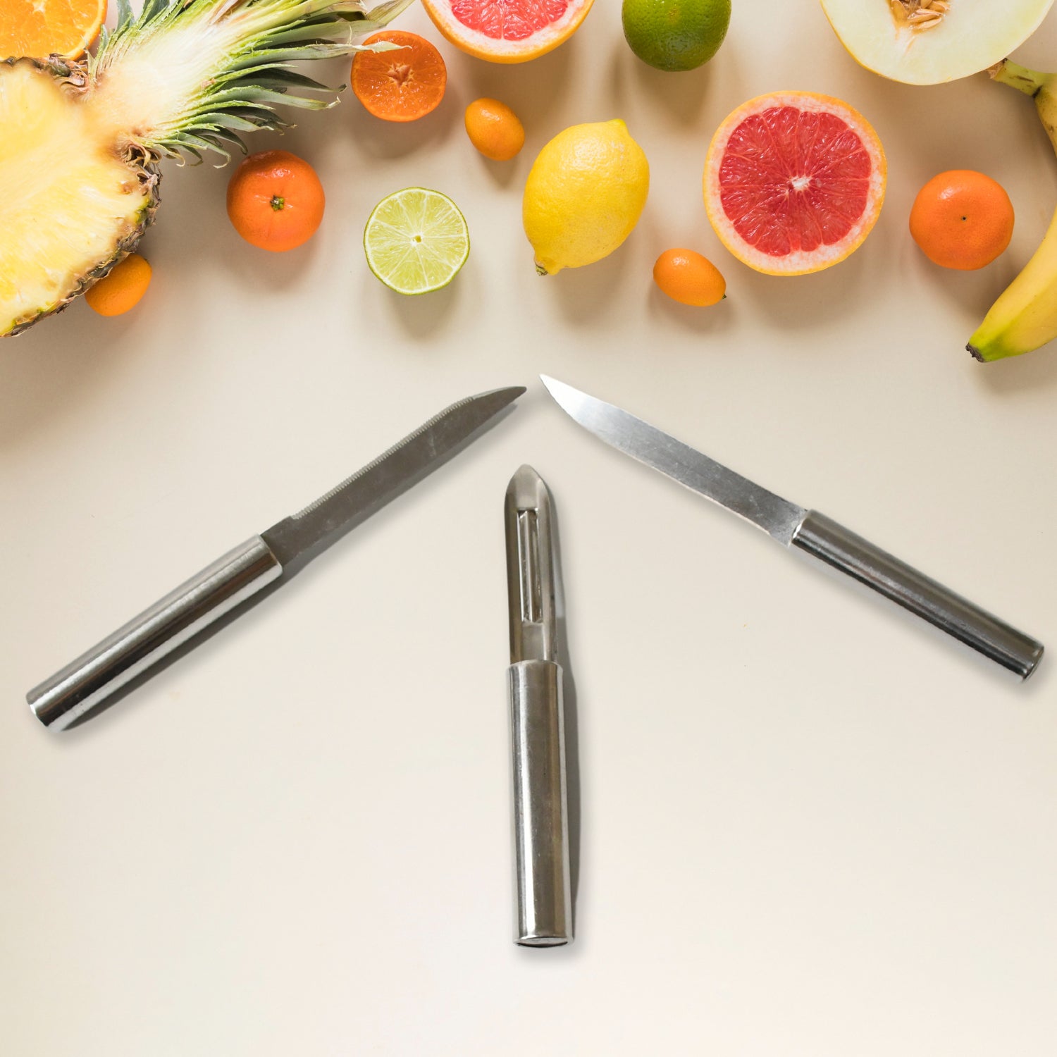 Stainless Steel Multipurpose Sharp Cutting Knife With Non-slip Handle For Fruit Meat And Vegetable Chopping (Pack Of 3)