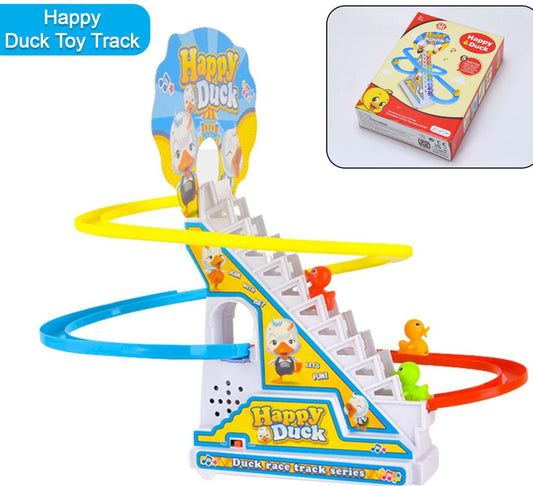 Ducks Climb Stairs Toy Roller Coaster Electric Duck Chasing Race Track Set Fun Duck Stair Climbing Toy With Flashing Lights Music And 3 Ducks Small Ducks Climbing Toys