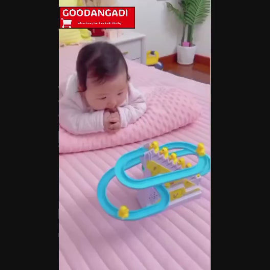 Ducks Climb Stairs Toy Roller Coaster Electric Duck Chasing Race Track Set Fun Duck Stair Climbing Toy With Flashing Lights Music And 3 Ducks Small Ducks Climbing Toys