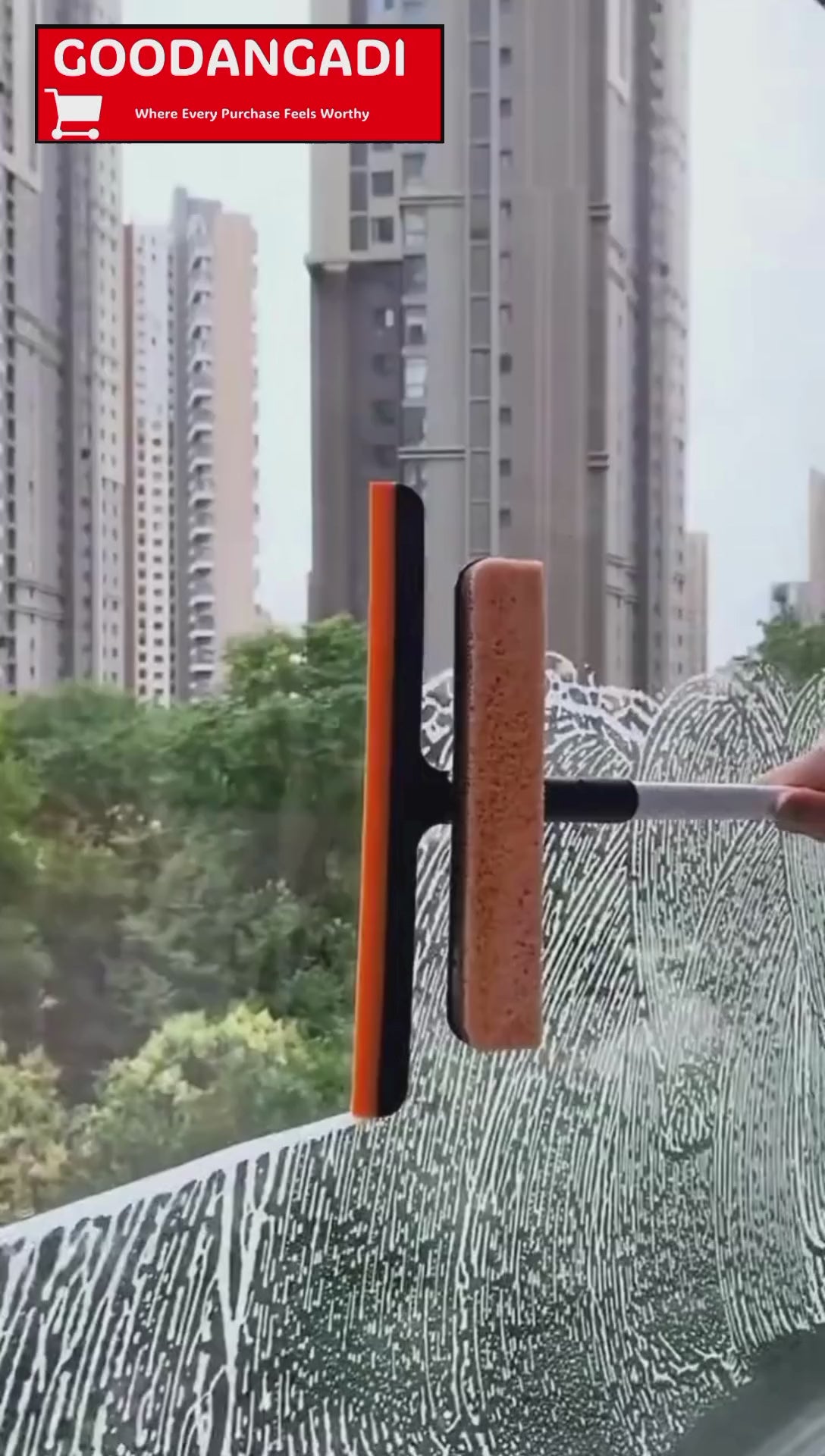 Plastic 3 In 1 Rotatable Double Side Design Cleaning Brush Glass Wiper For Glass Window Car Window Mirror Floor (Multicolor)