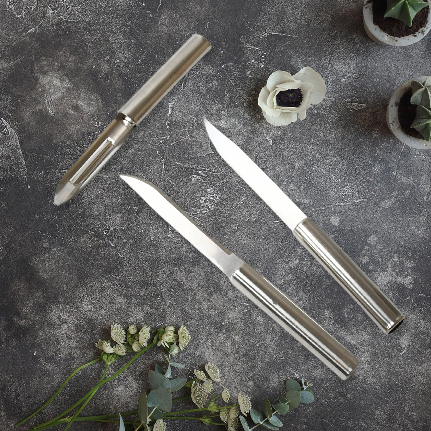 Stainless Steel Multipurpose Sharp Cutting Knife With Non-slip Handle For Fruit Meat And Vegetable Chopping (Pack Of 3)