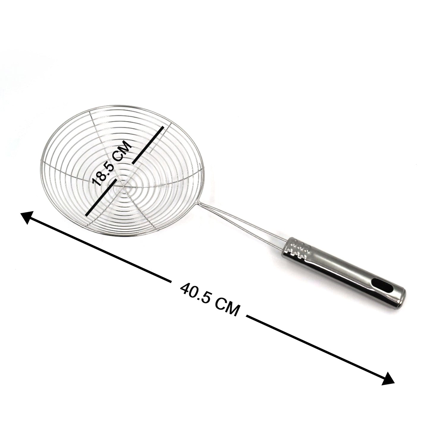 Large Oil Strainer To Get Perfect Fried Food Stuffs Easily Without Any Problem And Damage.