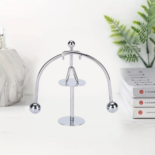 Mini Steel Balance Toy Small Weightlifter Mold Desk Decor Metal Craft Perpetual Balance Art Education Motion Toy Figurine Home Office Decoration Birthday Gift (1 Pc)