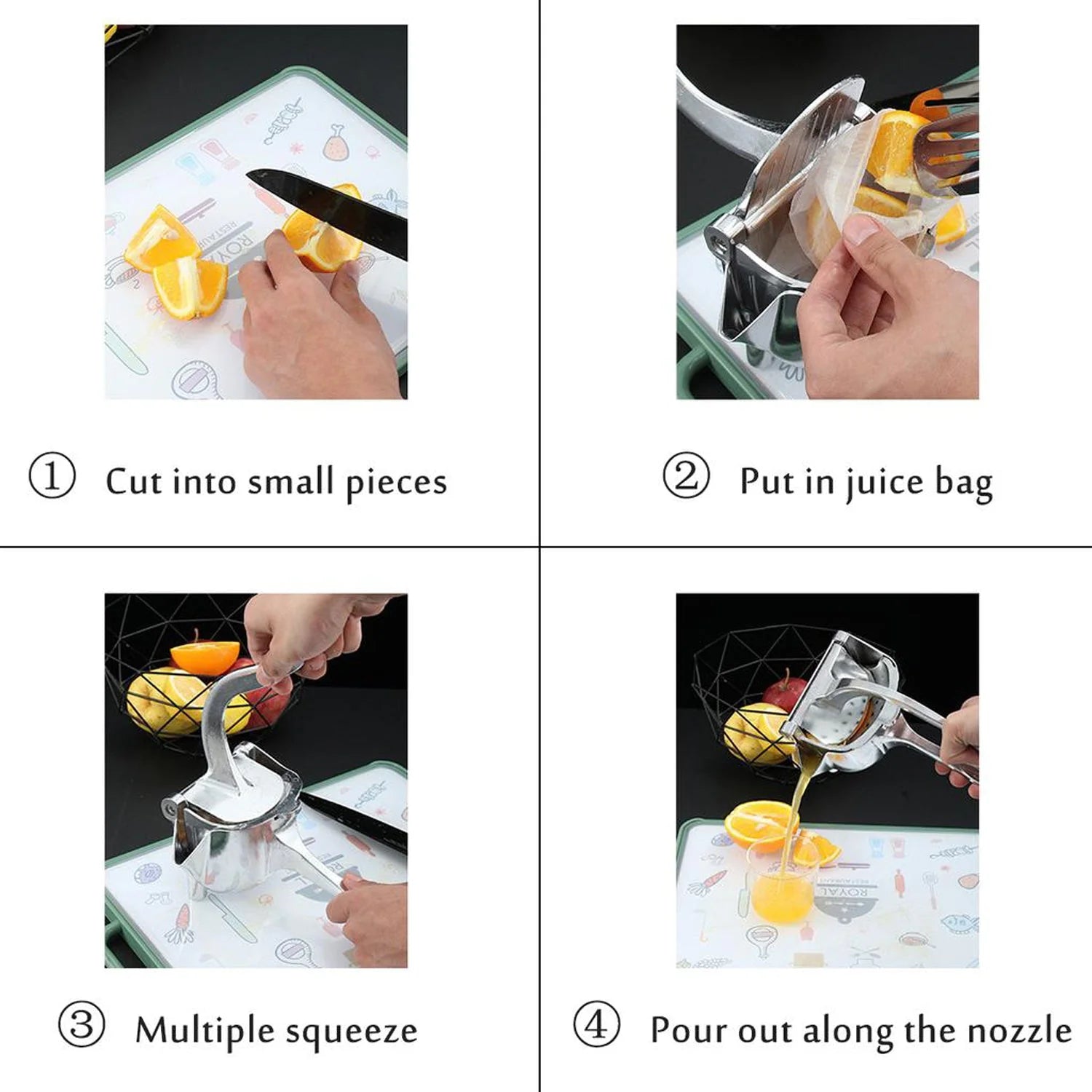 Manual Aluminum Fruit Press Juicer – Heavy-Duty Metal Hand Juicer