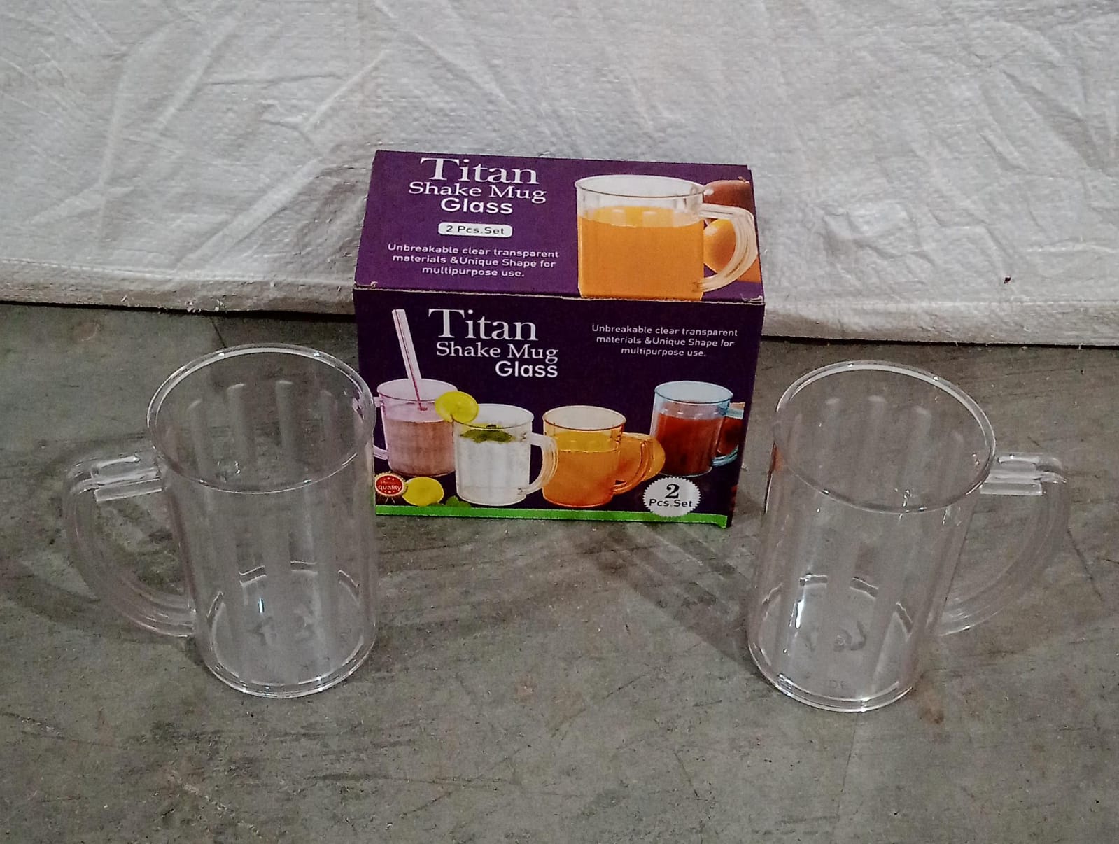 Stylish Juice Glass With Handle Water Glass Beer Glass Milk Shake Glass Multipurpose Glass Plastic Beer Mug Unbreakable Beer Tasting Glasses Clear Juice Glasses Suitable For Kids (2 Pc)