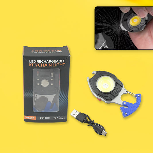 Keychain Led Flashlight Rechargeable Multi Function 6 Lighting Modes Pocket Key Chain Flash Light Usb For Outdoor Campingwalking With Cigarette Lighter
